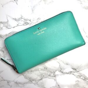 Kate Spade Aqua Wallet with Gold Accents